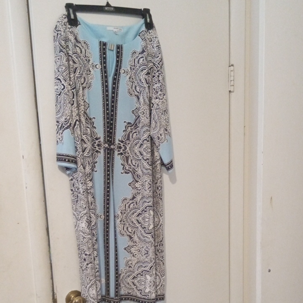 Elegant Long Sleeve Blue and Black Dress